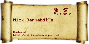 Mick Barnabás névjegykártya