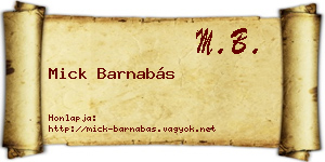 Mick Barnabás névjegykártya